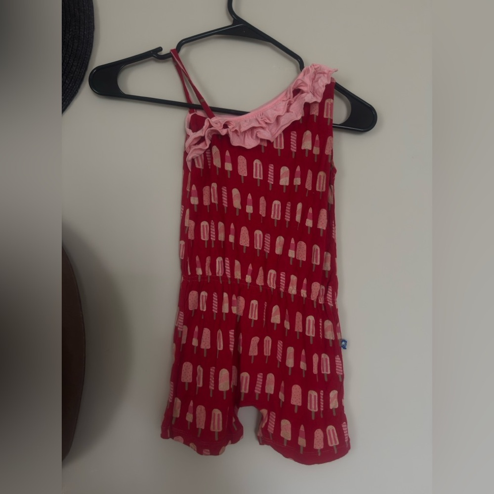 Kickee Pants Red and Pink Ruffle Romper